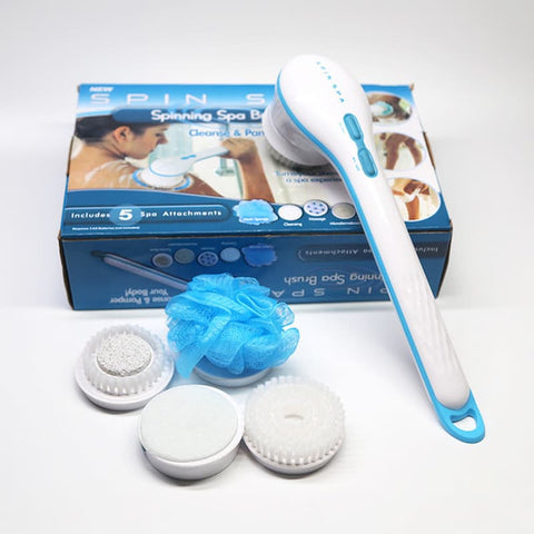 Spin Spa Bath Body Brush with 5 Attachments, Battery Operated