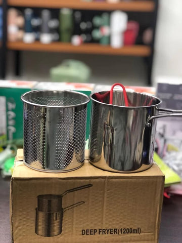 Stainless Steel Deep Frying Pot With Strainer 1200ml