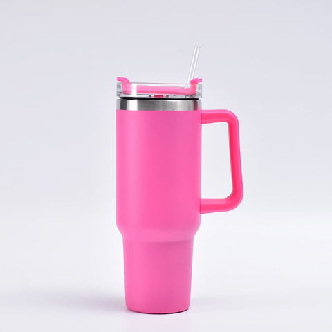 Trending Tumbler Mug with Handle and Straw 40oz/1200ml Stainless Steel Double-Walled Thermal Mug for Hot & Cold Beverages, Ideal for Travel, Gym, and Outdoor Use 