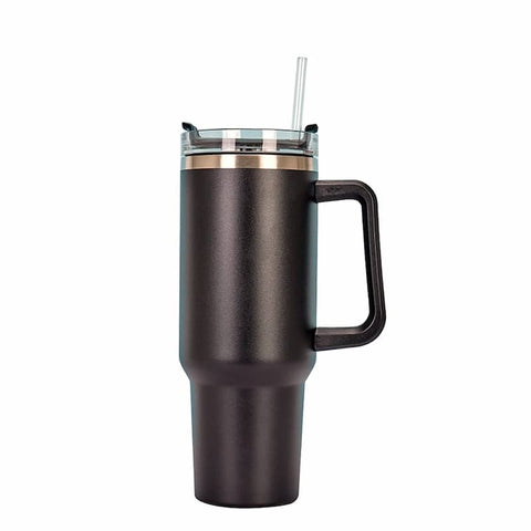 Trending Tumbler Mug with Handle and Straw 40oz/1200ml Stainless Steel Double-Walled Thermal Mug for Hot & Cold Beverages, Ideal for Travel, Gym, and Outdoor Use 