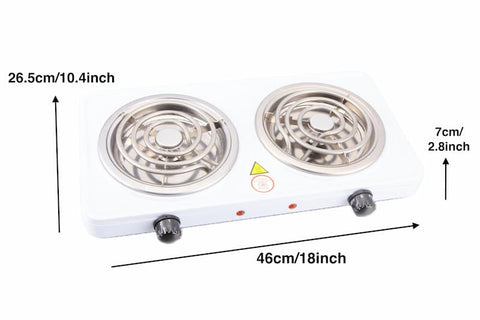 Double Electric Stove Dual Burner Hot Plate 2000W , Hot Plates heat up in just 2 mins