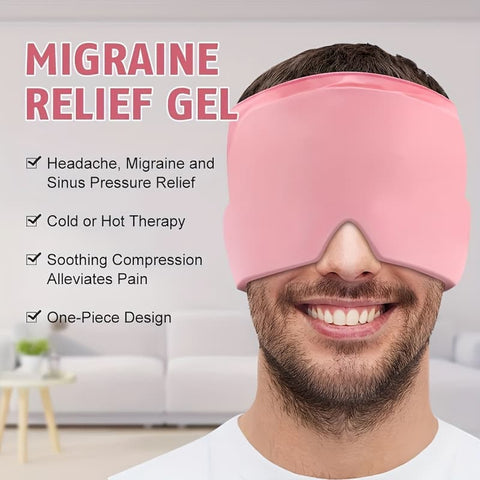 Migraine Relief Cap Hot & Cold Therapy Ice Cap for Headache Relief – Reusable Gel Ice Bead Face Mask & Head Wrap for Tension, Stress, Sinus, & Pain Relief – Soothing Cooling & Heating Sleep Mask for Men & Women