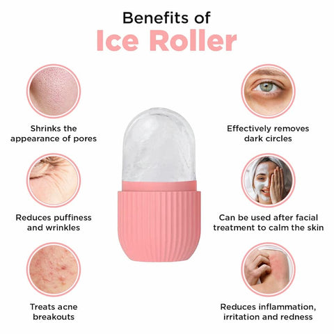 Pack of 2 Ice Face Roller Silicone Facial Cube for Eyes Neck Massage Remove Dark Circle Pore Shrink Face Beauty