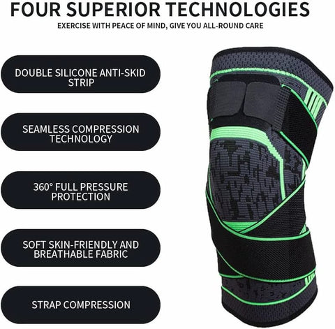 Pack of 2 Sports Knee Support Pads Braces Adjustable Knee Sleeves for Knee Pain Relief 2 Pieces