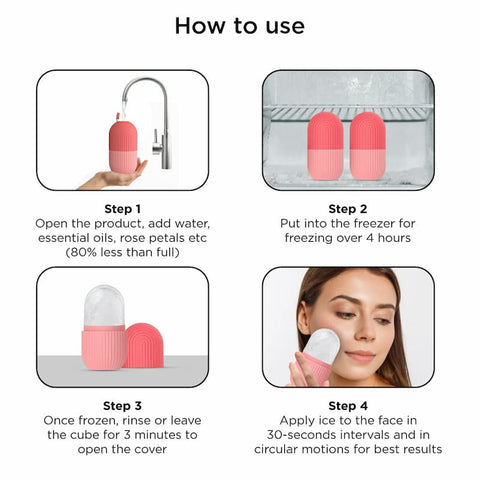 Pack of 2 Ice Face Roller Silicone Facial Cube for Eyes Neck Massage Remove Dark Circle Pore Shrink Face Beauty