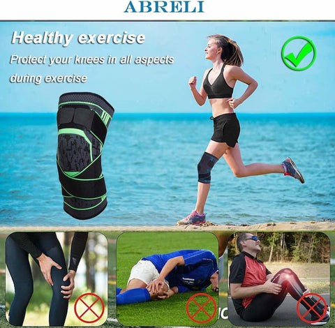 Pack of 2 Sports Knee Support Pads Braces Adjustable Knee Sleeves for Knee Pain Relief 2 Pieces