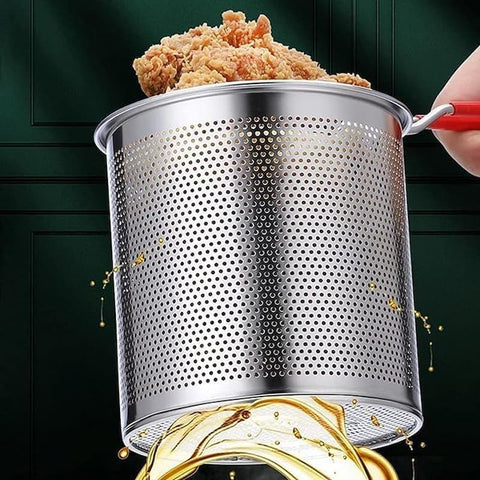 Stainless Steel Deep Frying Pot With Strainer 1200ml