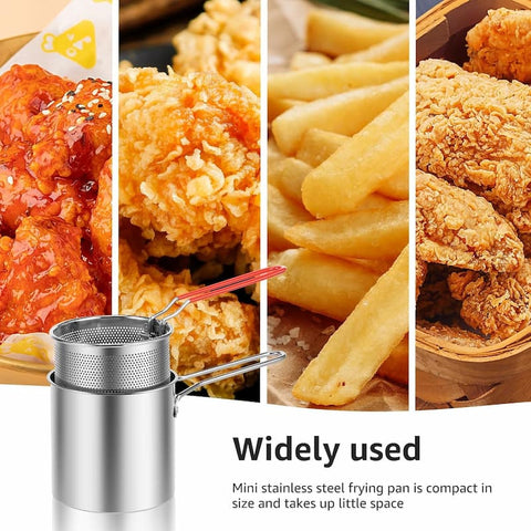 Stainless Steel Deep Frying Pot With Strainer 1200ml
