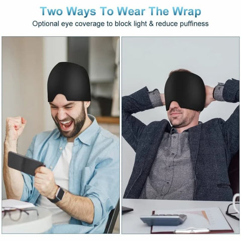 Migraine Relief Cap Hot & Cold Therapy Ice Cap for Headache Relief – Reusable Gel Ice Bead Face Mask & Head Wrap for Tension, Stress, Sinus, & Pain Relief – Soothing Cooling & Heating Sleep Mask for Men & Women