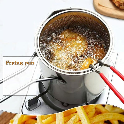 Stainless Steel Deep Frying Pot With Strainer 1200ml