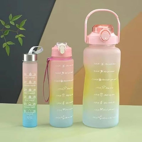 Set of 3 Water Bottles for Sports Gym Office and Home