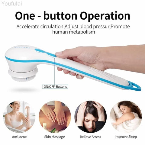 Spin Spa Bath Body Brush with 5 Attachments, Battery Operated