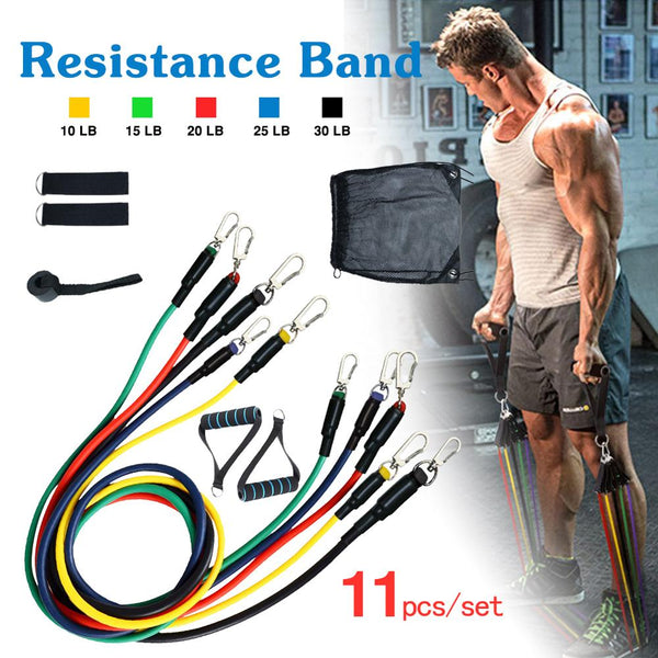 11 Pcs Resistance Band Set Yoga Pilates Abs Exercise Fitness Gym Workout  Set With Elastic Tube, Door Anchor, Ankle Straps, And Handles For Weight  Loss