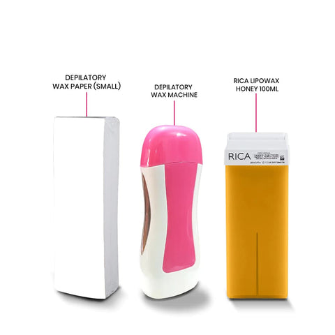 in Depilatory Wax Roll On Heater With Epilator Machine with Wax Refill and Strips for Women