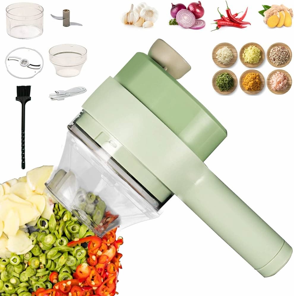 4 In 1 Handheld Rechargeable Vegetable Cutter Set Chopper in Pakistan – Online Shopping in Pakistan: Beauty, Fashion, Electronics, Sports & Lifestyle, VR, Skincare Ratdin.pk