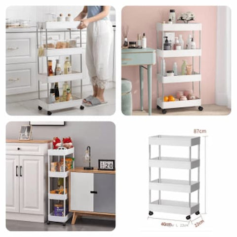 4 Layer Plastic Rolling Utility Cart Slide Out Narrow Kitchen Storage Trolley Rack with Caster Wheels, Storage Shelves Space Saving Home Storage Organizer Racks - Online Shopping in Pakistan: Beauty, Fashion, Electronics, Sports & Lifestyle, VR, Skincare