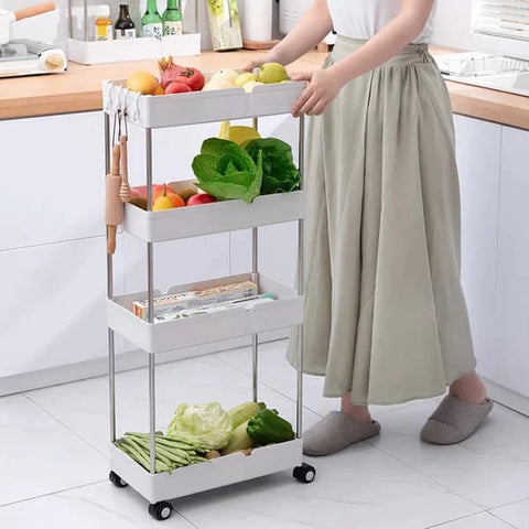 4 Layer Plastic Rolling Utility Cart Slide Out Narrow Kitchen Storage Trolley Rack with Caster Wheels, Storage Shelves Space Saving Home Storage Organizer Racks - Online Shopping in Pakistan: Beauty, Fashion, Electronics, Sports & Lifestyle, VR, Skincare