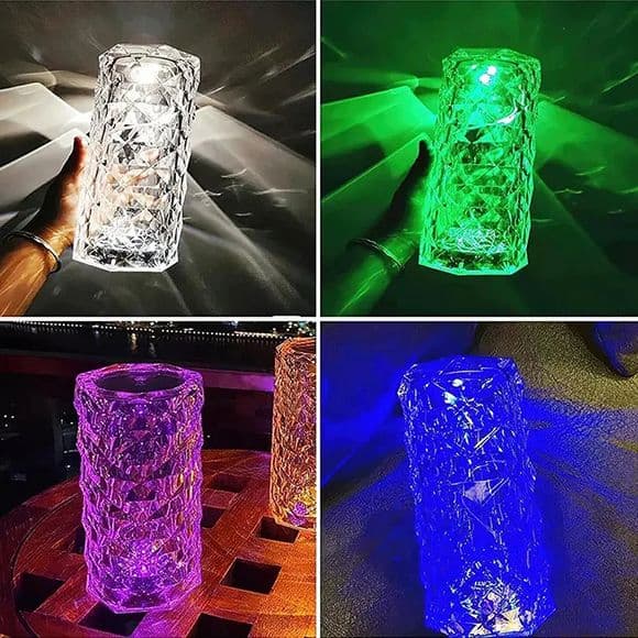 Crystal Diamond Table Lamp with Remote 16 Color Changing Touch Lamp USB Rechargeable Romantic Rose Diamond Table Lamps Remote Touch Creative Lights