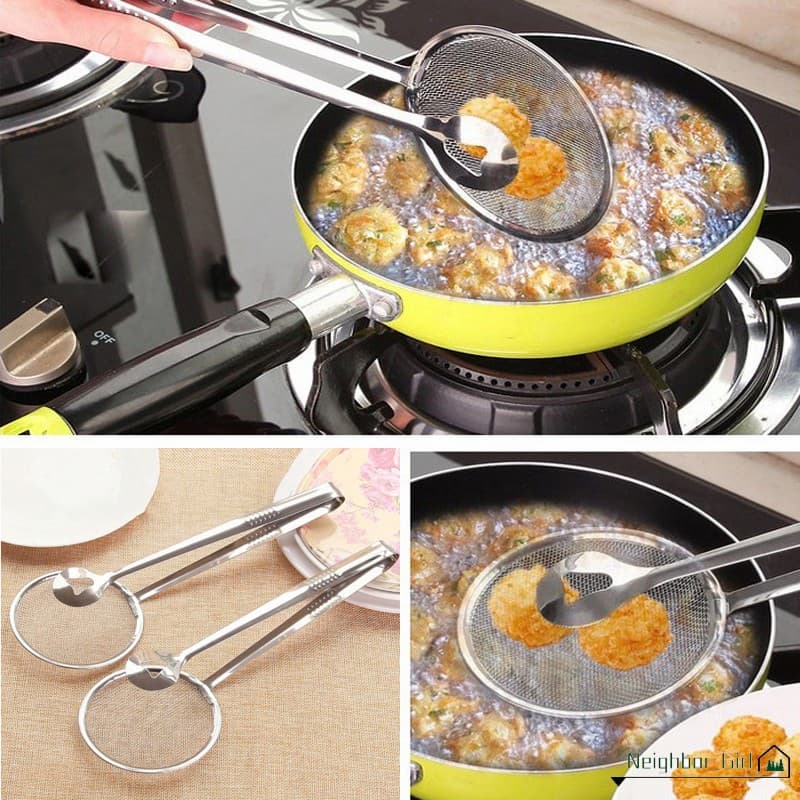 Frying Tong 2 in 1 Fry Tool Filter Spoon Strainer With Clip,Oil Frying BBQ Filter Stainless Steel Mesh Strainer - Online Shopping in Pakistan: Beauty, Fashion, Electronics, Sports & Lifestyle, VR, Skincare