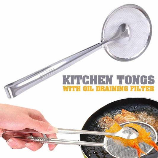 Frying Tong 2 in 1 Fry Tool Filter Spoon Strainer With Clip,Oil Frying BBQ Filter Stainless Steel Mesh Strainer - Online Shopping in Pakistan: Beauty, Fashion, Electronics, Sports & Lifestyle, VR, Skincare
