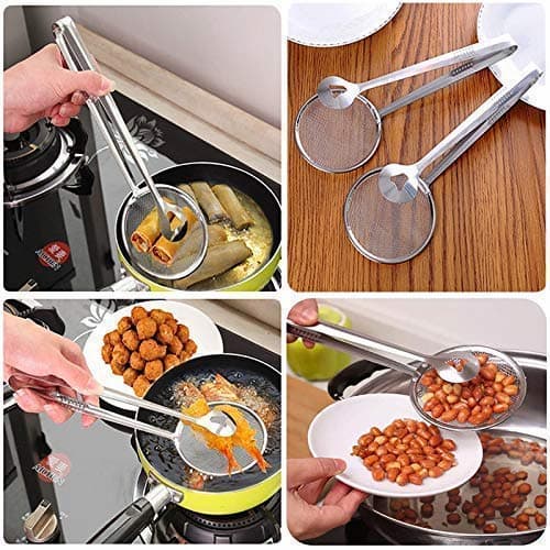 Frying Tong 2 in 1 Fry Tool Filter Spoon Strainer With Clip,Oil Frying BBQ Filter Stainless Steel Mesh Strainer - Online Shopping in Pakistan: Beauty, Fashion, Electronics, Sports & Lifestyle, VR, Skincare