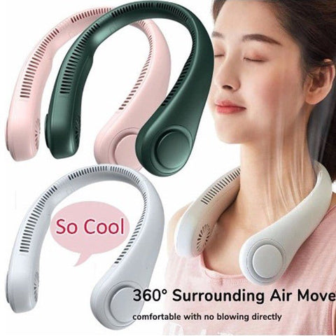 Neck Fan Portable Bladeless neck fans rechargeable USB Cooling Fan Super Strong hanging neck fan Portable Personal Fan Super Quiet Fan Dual Cooling