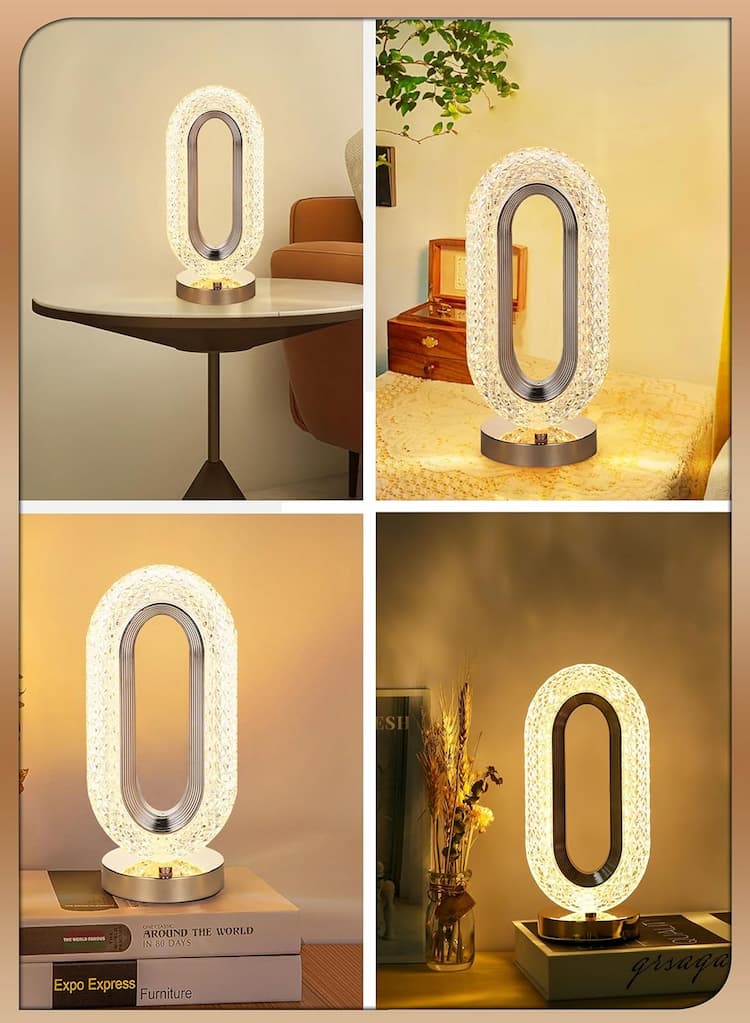 New Luxury Oval Shaped Crystal Table Lamp With 3 Colors Touch Control Rechargeable - Online Shopping in Pakistan: Beauty, Fashion, Electronics, Sports & Lifestyle, VR, Skincare