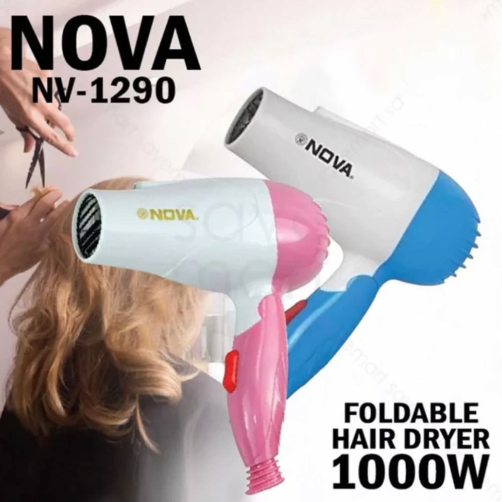 Nova 1290 Professional Foldable Hair Dryer 1000W (Multicolor) - Online Shopping in Pakistan: Beauty, Fashion, Electronics, Sports & Lifestyle, VR, Skincare