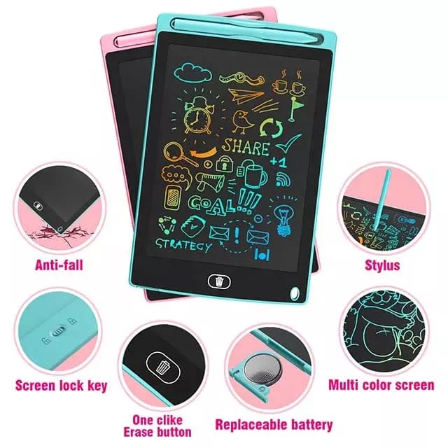 Original Tablet LCD Multicolor Writing and drawing tablet with best writing Effect Electronic Slate E-writer Digital Memo Pad Erasable easily Learning Toys And Gadgets For Educational And Daily Life Routine tablet Purpose for kids -8.5 Inch - Online Shopping in Pakistan: Beauty, Fashion, Electronics, Sports & Lifestyle, VR, Skincare
