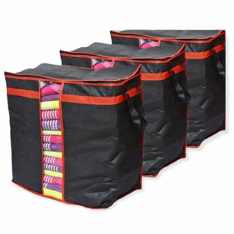 Pack of 4 storage bags 100 gsm black storage bags for wardrobe clothes bags for cupboards