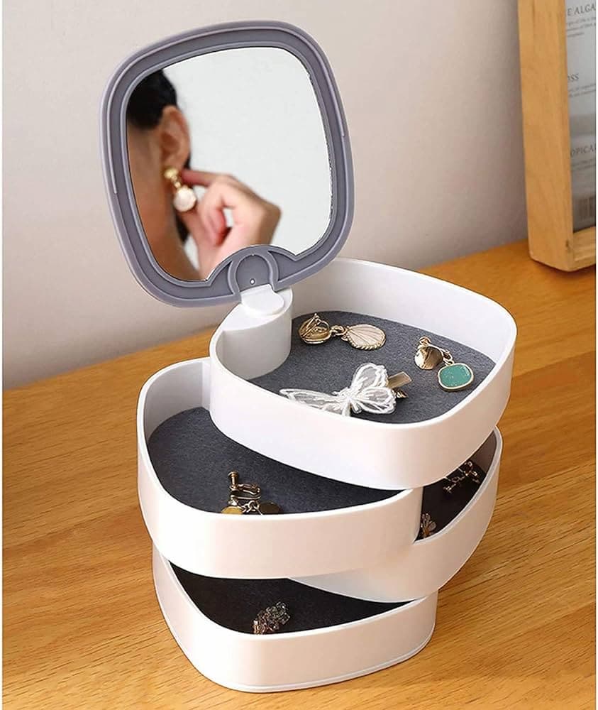Rotating Jewelry Organizer 360° Storage Box Layers Portable Travel Jewellery Holder Jewellery Accessory Organizer
