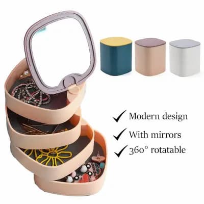 Rotating Jewelry Organizer 360° Storage Box 4 Layers Portable Travel Jewellery Holder Jewellery Accessory Organizer - Online Shopping in Pakistan: Beauty, Fashion, Electronics, Sports & Lifestyle, VR, Skincare