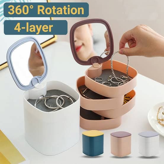 Rotating Jewelry Organizer 360° Storage Box 4 Layers Portable Travel Jewellery Holder Jewellery Accessory Organizer - Online Shopping in Pakistan: Beauty, Fashion, Electronics, Sports & Lifestyle, VR, Skincare